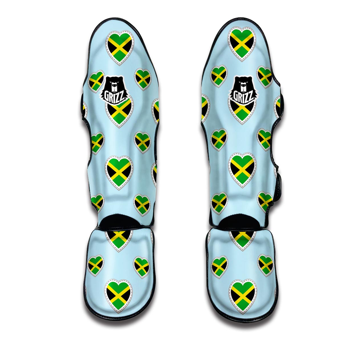 Jamaican Heart Pattern Print Muay Thai Shin Guards-grizzshop