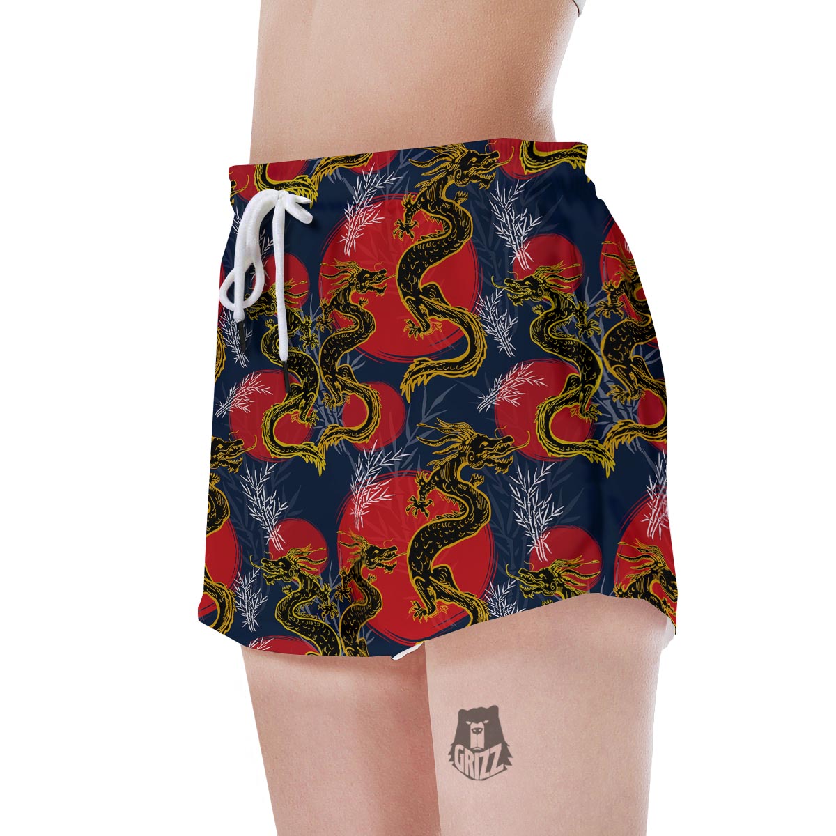 Janpanese Dragon Print Women's Shorts-grizzshop