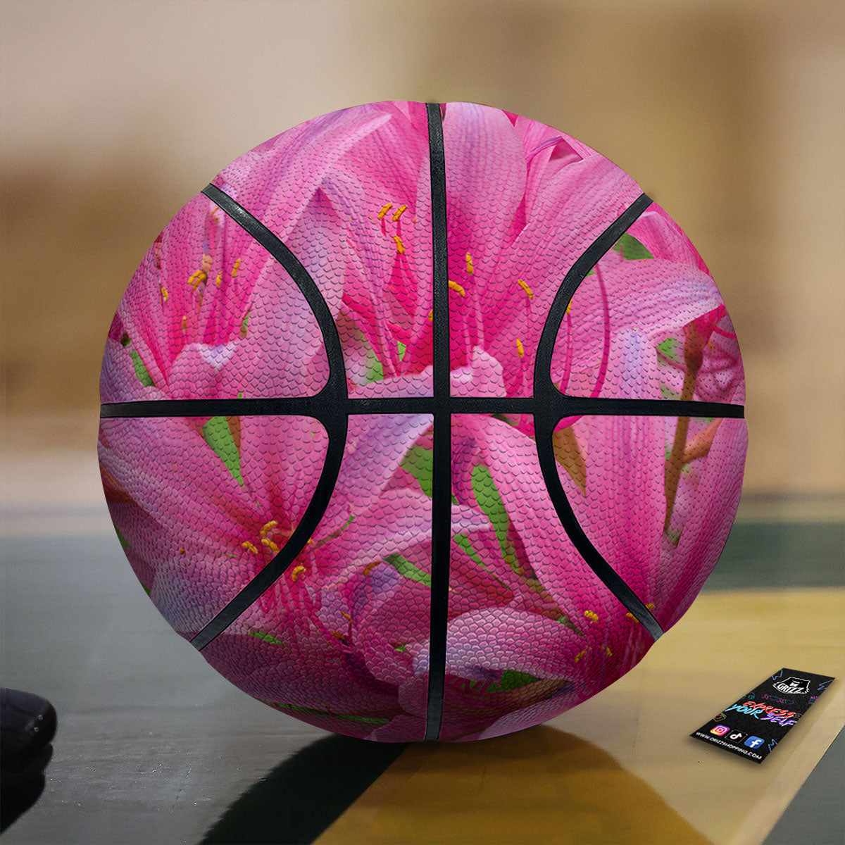 Japanese Amaryllis Purple And Pink Print Basketball-grizzshop
