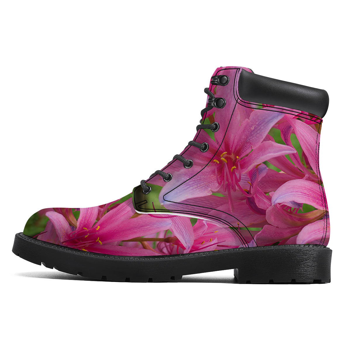 Japanese Amaryllis Purple And Pink Print Boots-grizzshop