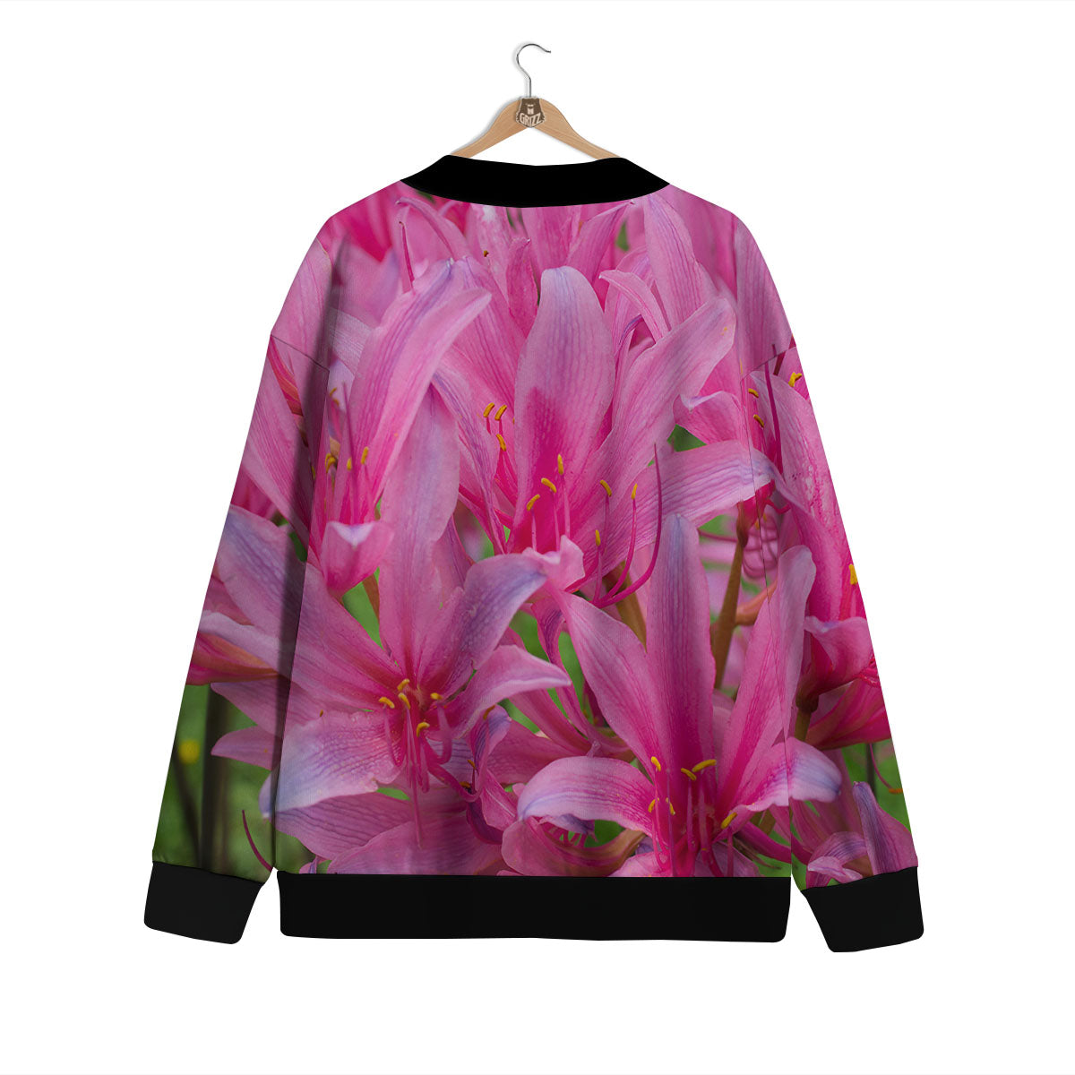 Japanese Amaryllis Purple And Pink Print Cardigan-grizzshop