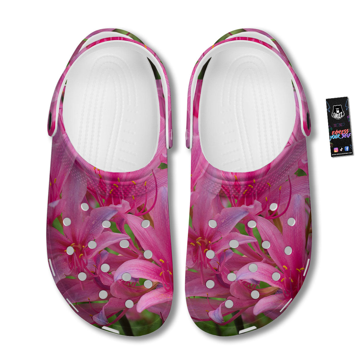 Japanese Amaryllis Purple And Pink Print Clog-grizzshop