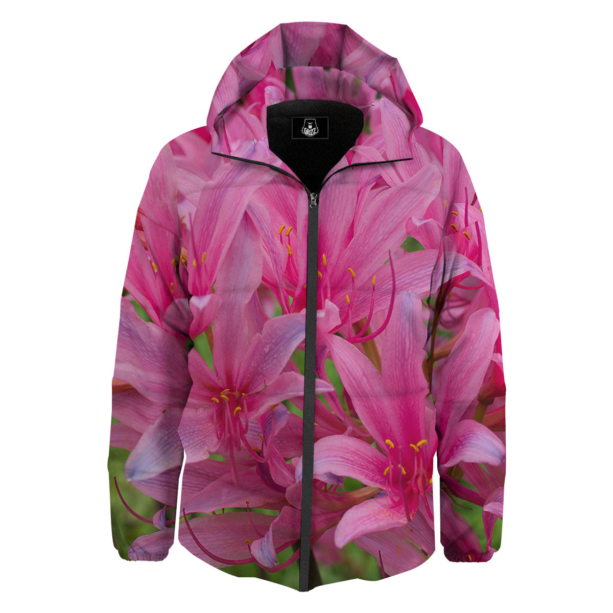 Japanese Amaryllis Purple And Pink Print Down Jacket-grizzshop