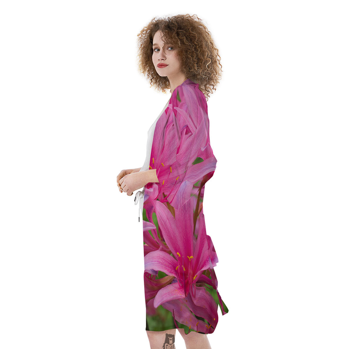 Japanese Amaryllis Purple And Pink Print Kimono-grizzshop