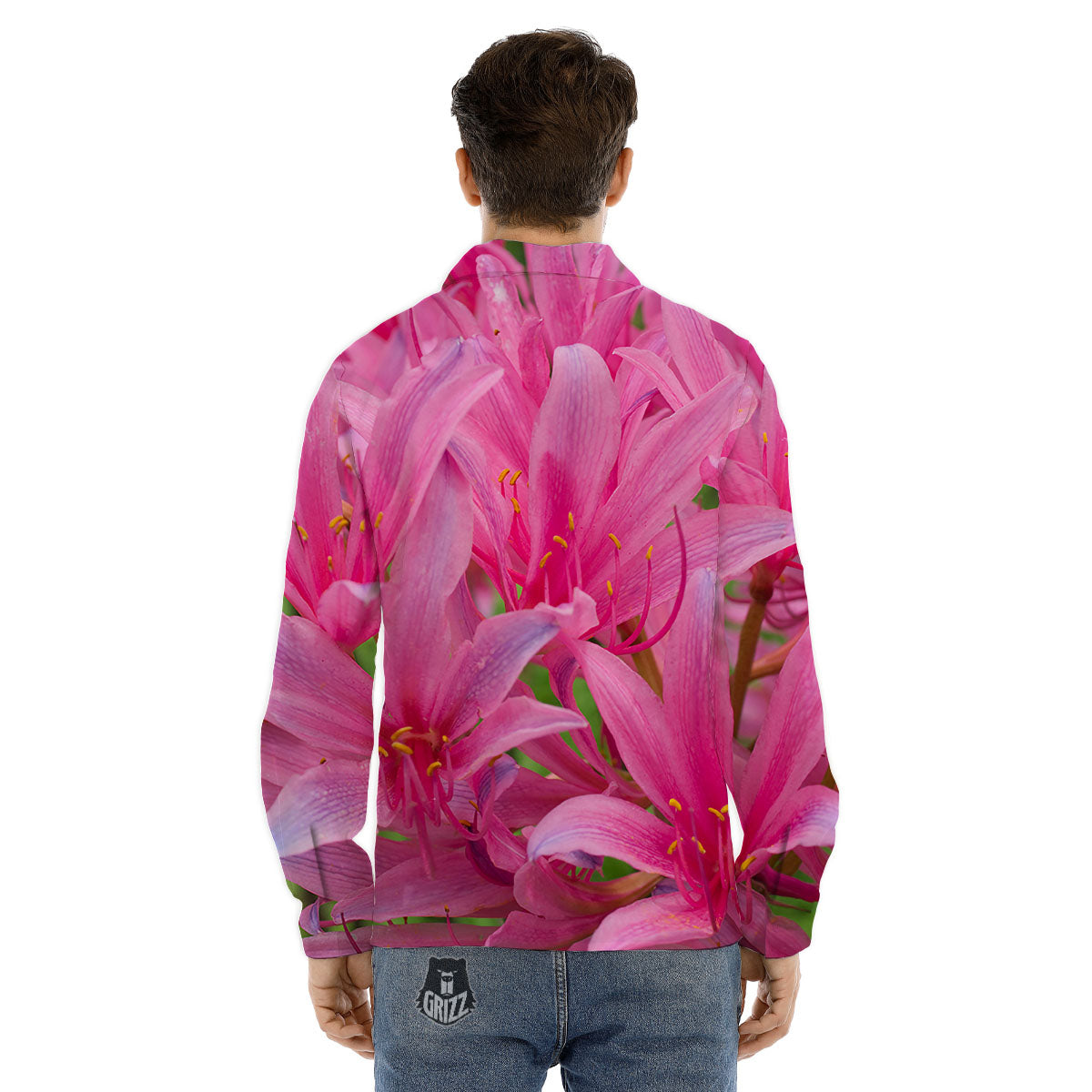 Japanese Amaryllis Purple And Pink Print Men's Dress Shirts-grizzshop