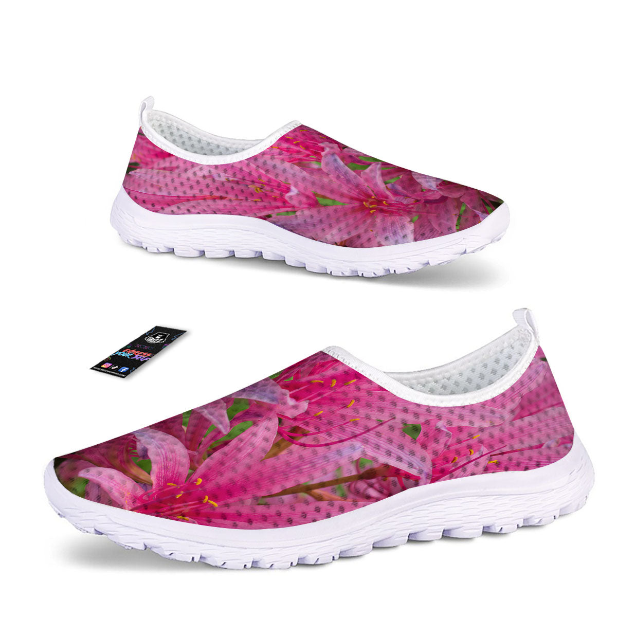 Japanese Amaryllis Purple And Pink Print Nurse Shoes-grizzshop