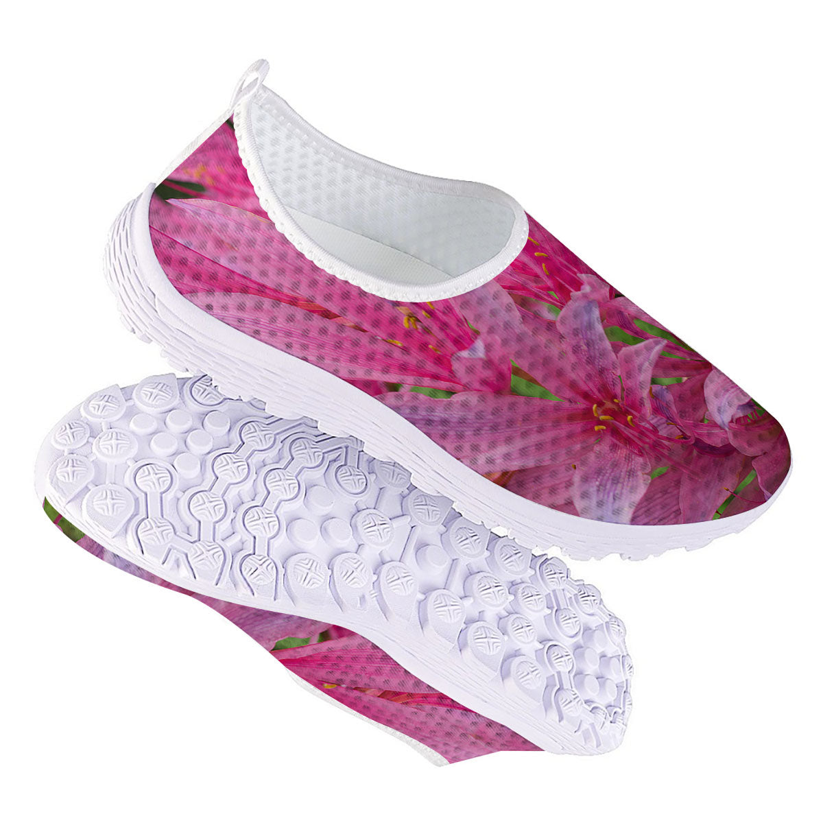 Japanese Amaryllis Purple And Pink Print Nurse Shoes-grizzshop
