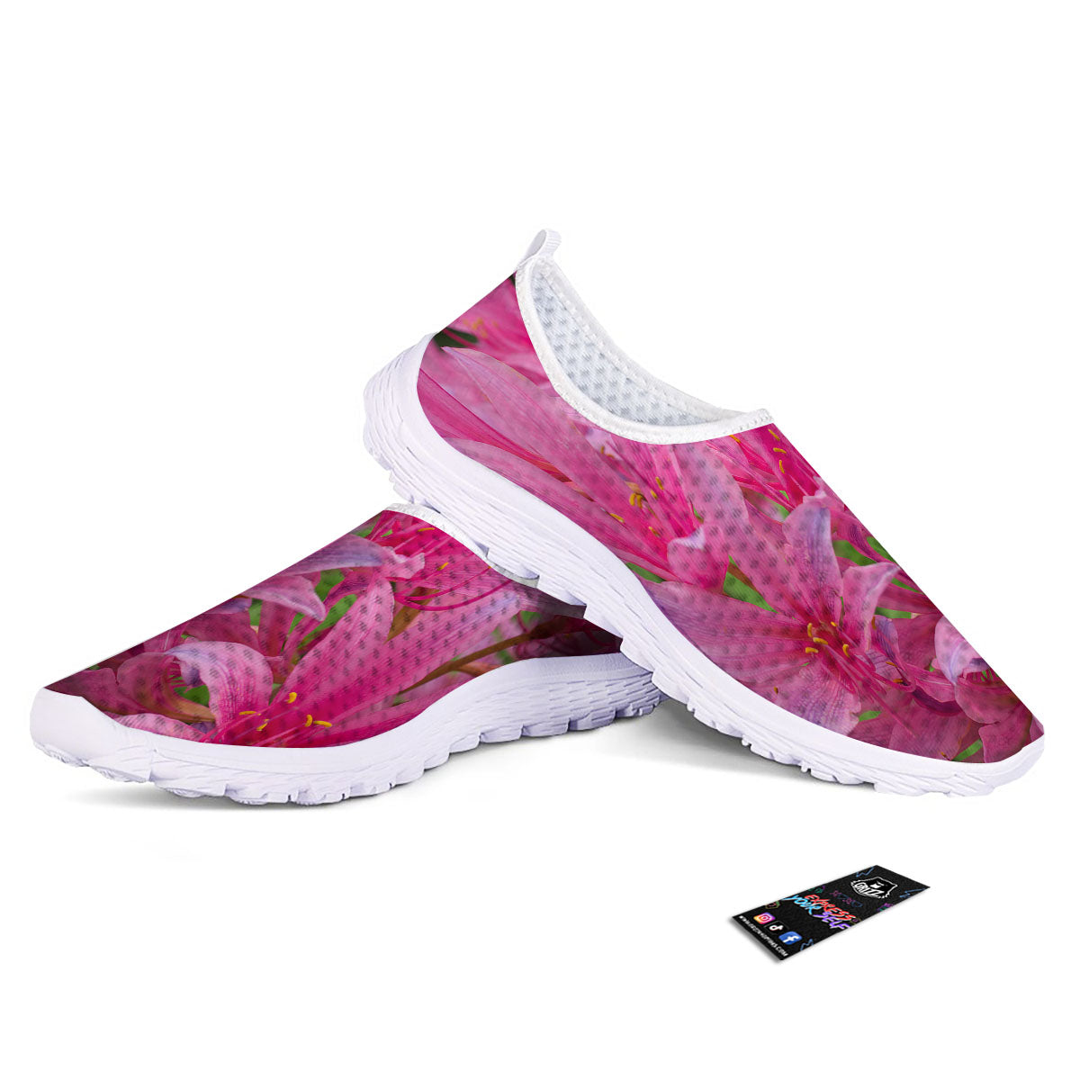 Japanese Amaryllis Purple And Pink Print Nurse Shoes-grizzshop