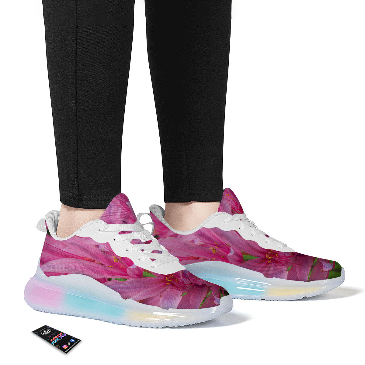 Japanese Amaryllis Purple And Pink Print Running Sneakers-grizzshop
