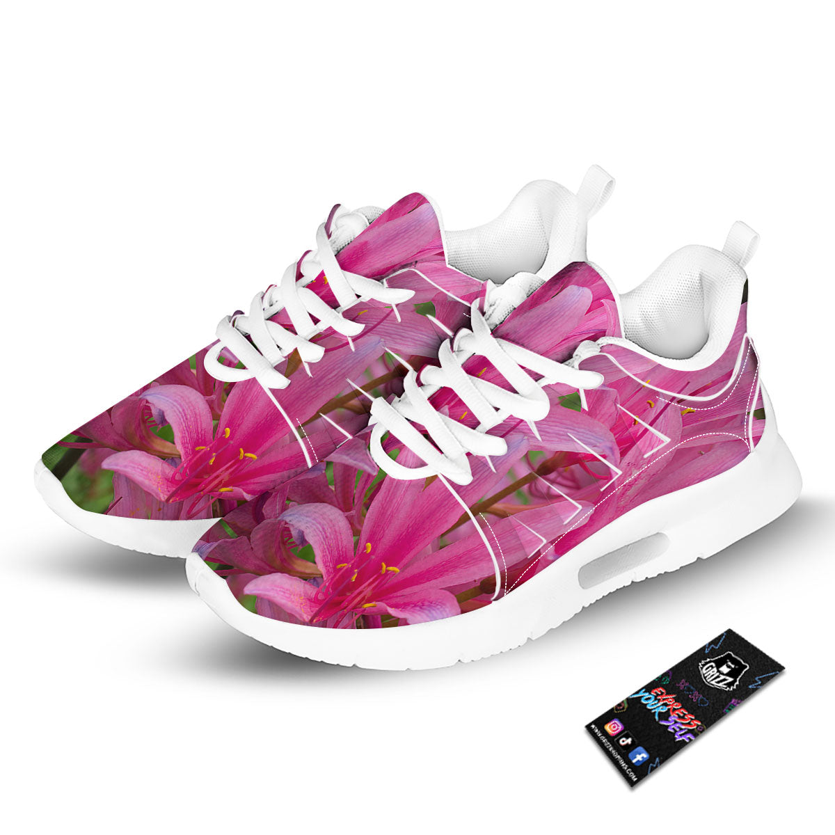 Japanese Amaryllis Purple And Pink Print Tennis Shoes-grizzshop