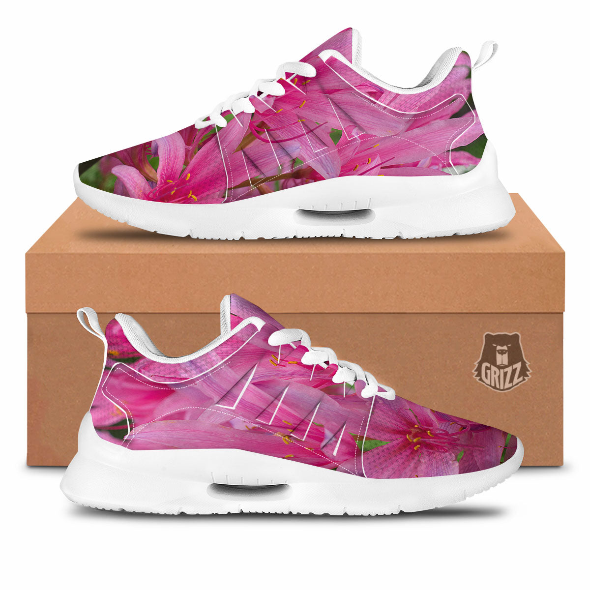 Japanese Amaryllis Purple And Pink Print Tennis Shoes-grizzshop