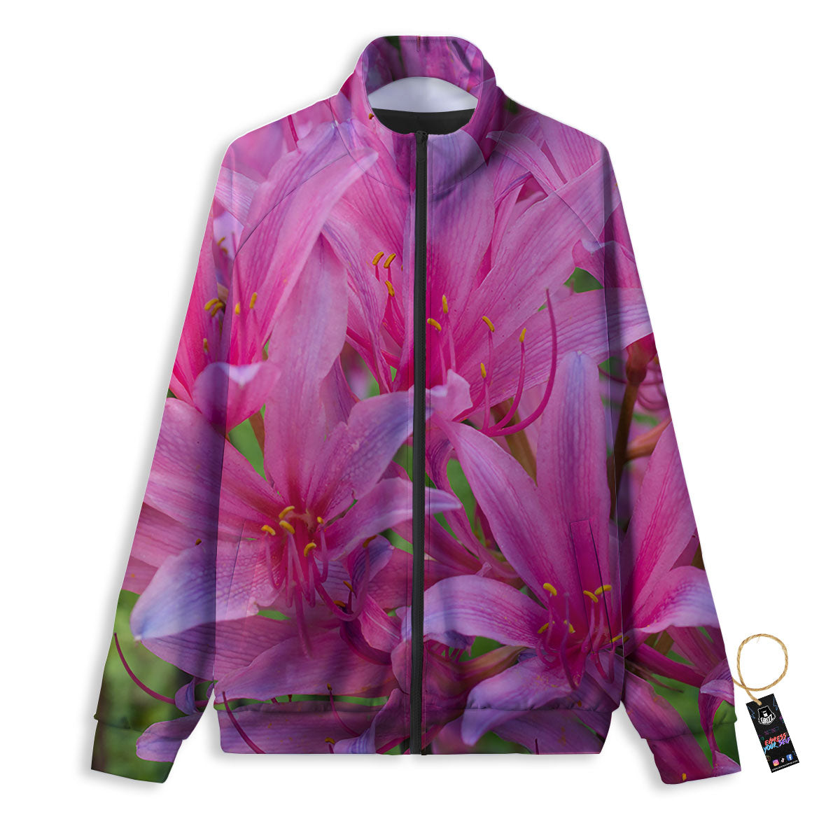 Japanese Amaryllis Purple And Pink Print Track Jacket-grizzshop