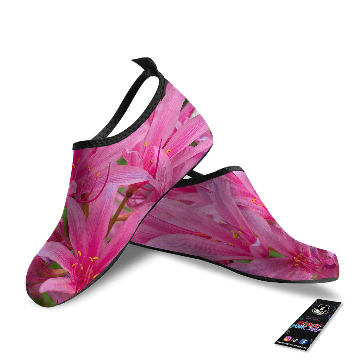 Japanese Amaryllis Purple And Pink Print Water Shoes-grizzshop