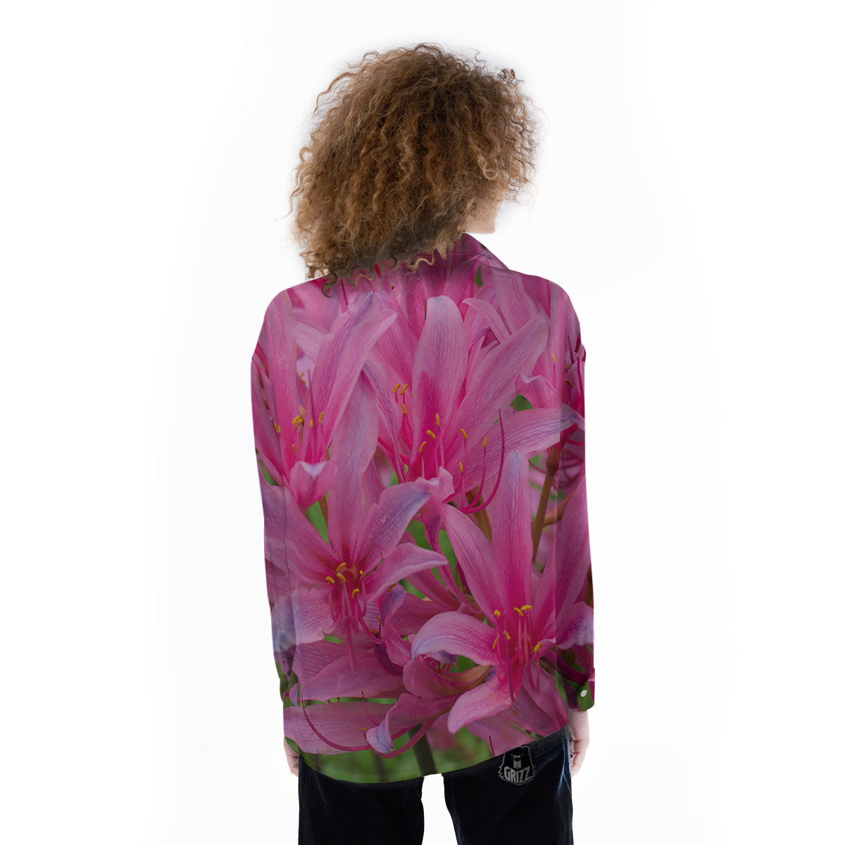 Japanese Amaryllis Purple And Pink Print Women's Long Sleeve Shirts-grizzshop
