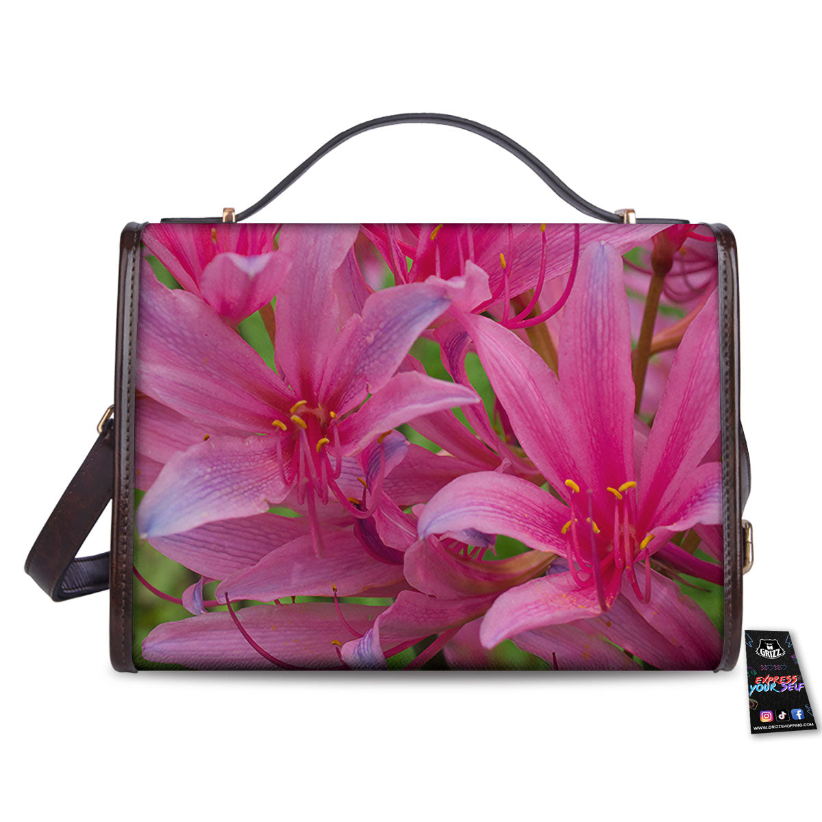 Japanese Amaryllis Purple And Pink Print Women's Satchel Bag-grizzshop