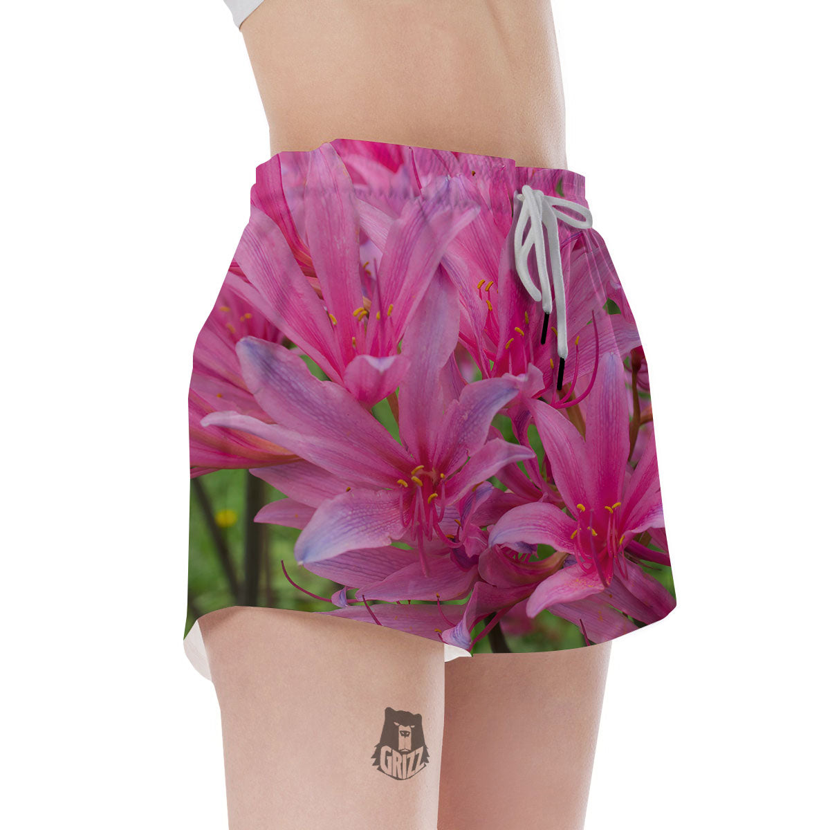Japanese Amaryllis Purple And Pink Print Women's Shorts-grizzshop