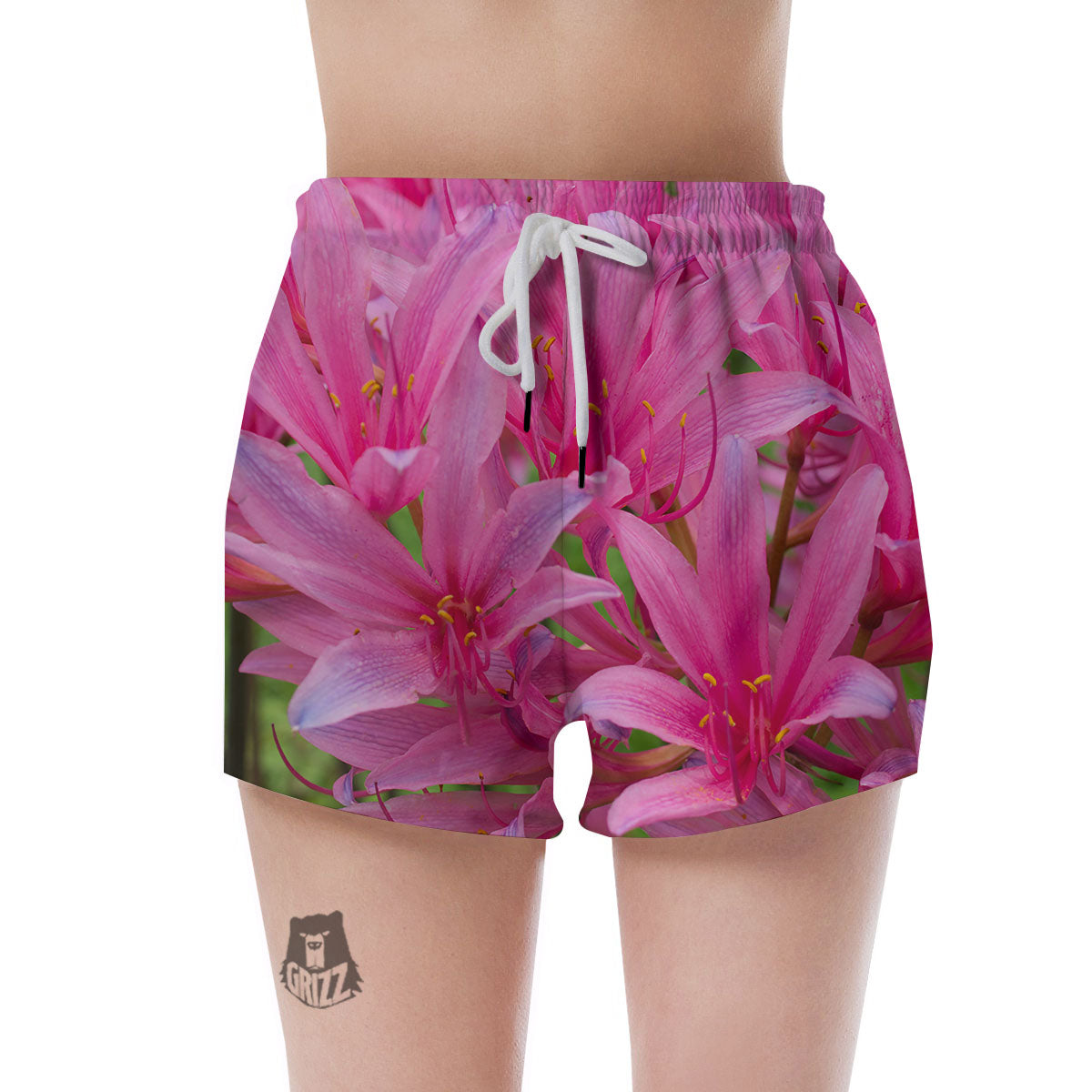 Japanese Amaryllis Purple And Pink Print Women's Shorts-grizzshop