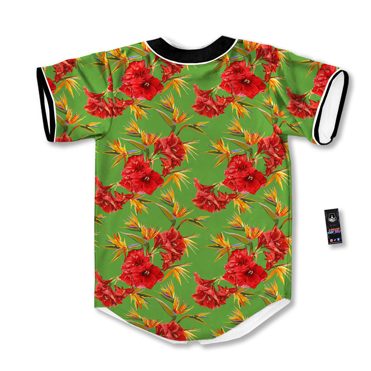 Japanese Amaryllis Yellow And Red Print Pattern Baseball Jersey-grizzshop