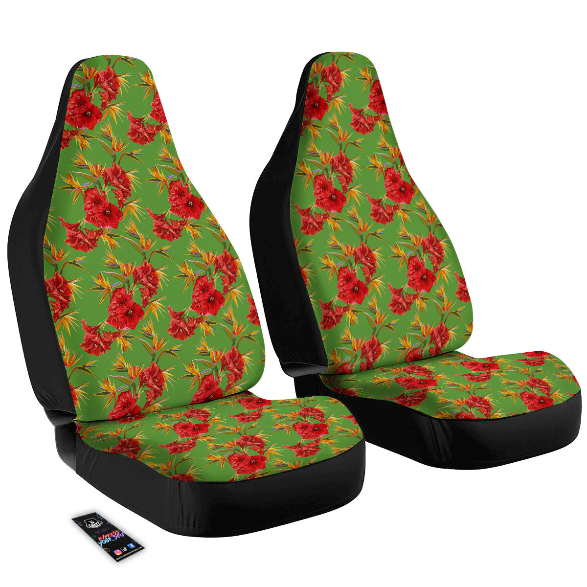 Japanese Amaryllis Yellow And Red Print Pattern Car Seat Covers-grizzshop