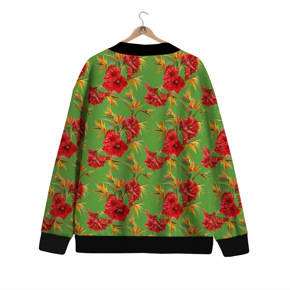 Japanese Amaryllis Yellow And Red Print Pattern Cardigan-grizzshop