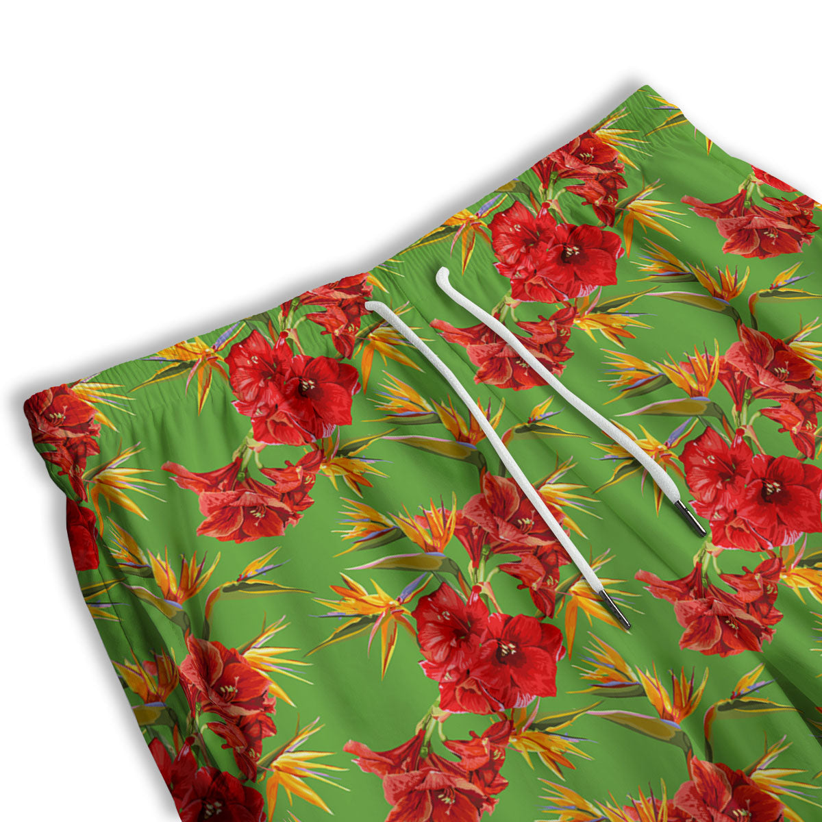 Japanese Amaryllis Yellow And Red Print Pattern Men's Athletic Shorts