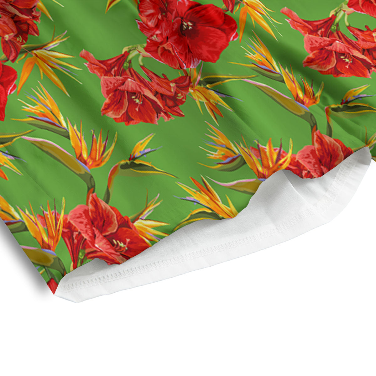 Japanese Amaryllis Yellow And Red Print Pattern Men's Athletic Shorts