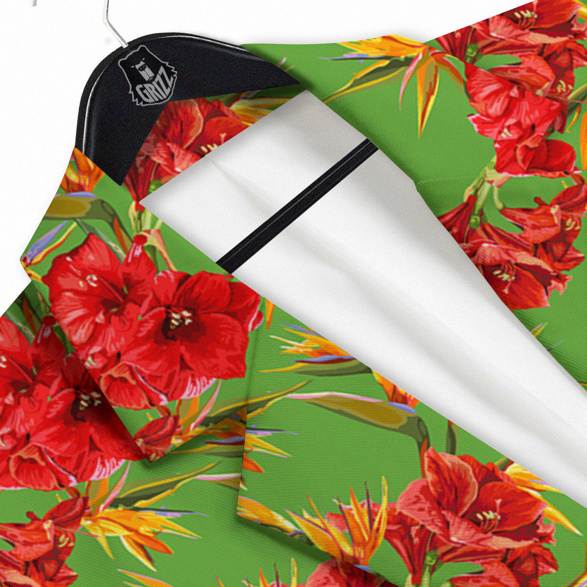 Japanese Amaryllis Yellow And Red Print Pattern Men's Sport Coat-grizzshop