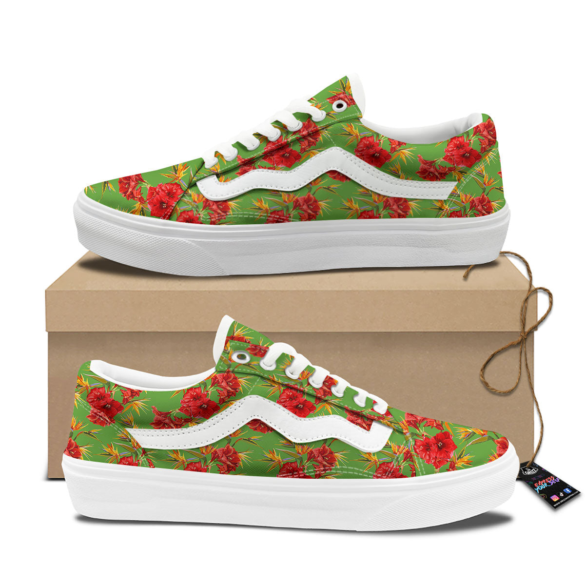 Japanese Amaryllis Yellow And Red Print Pattern Skate Shoes-grizzshop