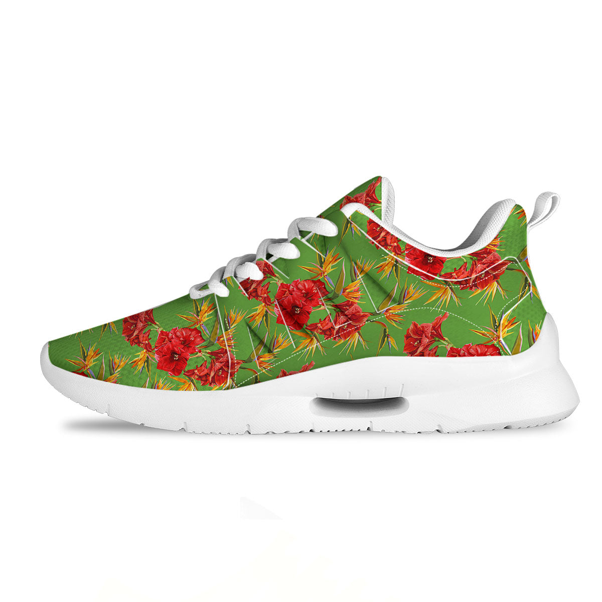 Japanese Amaryllis Yellow And Red Print Pattern Tennis Shoes-grizzshop