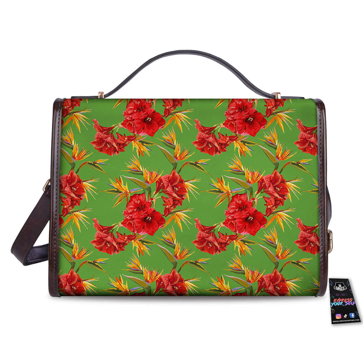 Japanese Amaryllis Yellow And Red Print Pattern Women's Satchel Bag-grizzshop