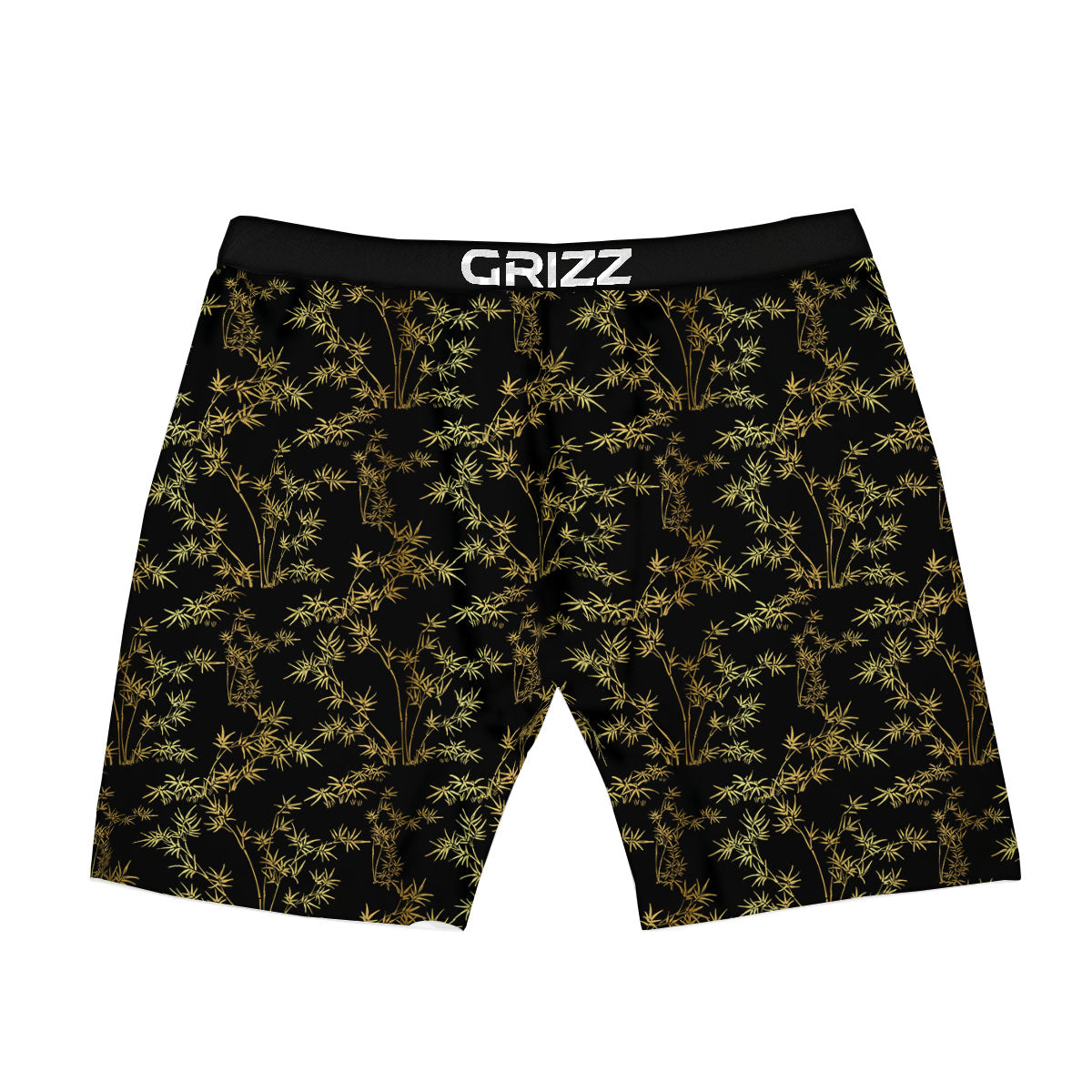 Japanese Bamboo Black And Gold Print Pattern Boxer Briefs-grizzshop