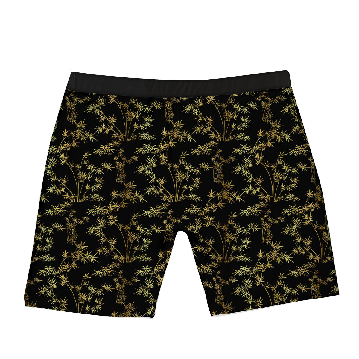 Japanese Bamboo Black And Gold Print Pattern Boxer Briefs-grizzshop