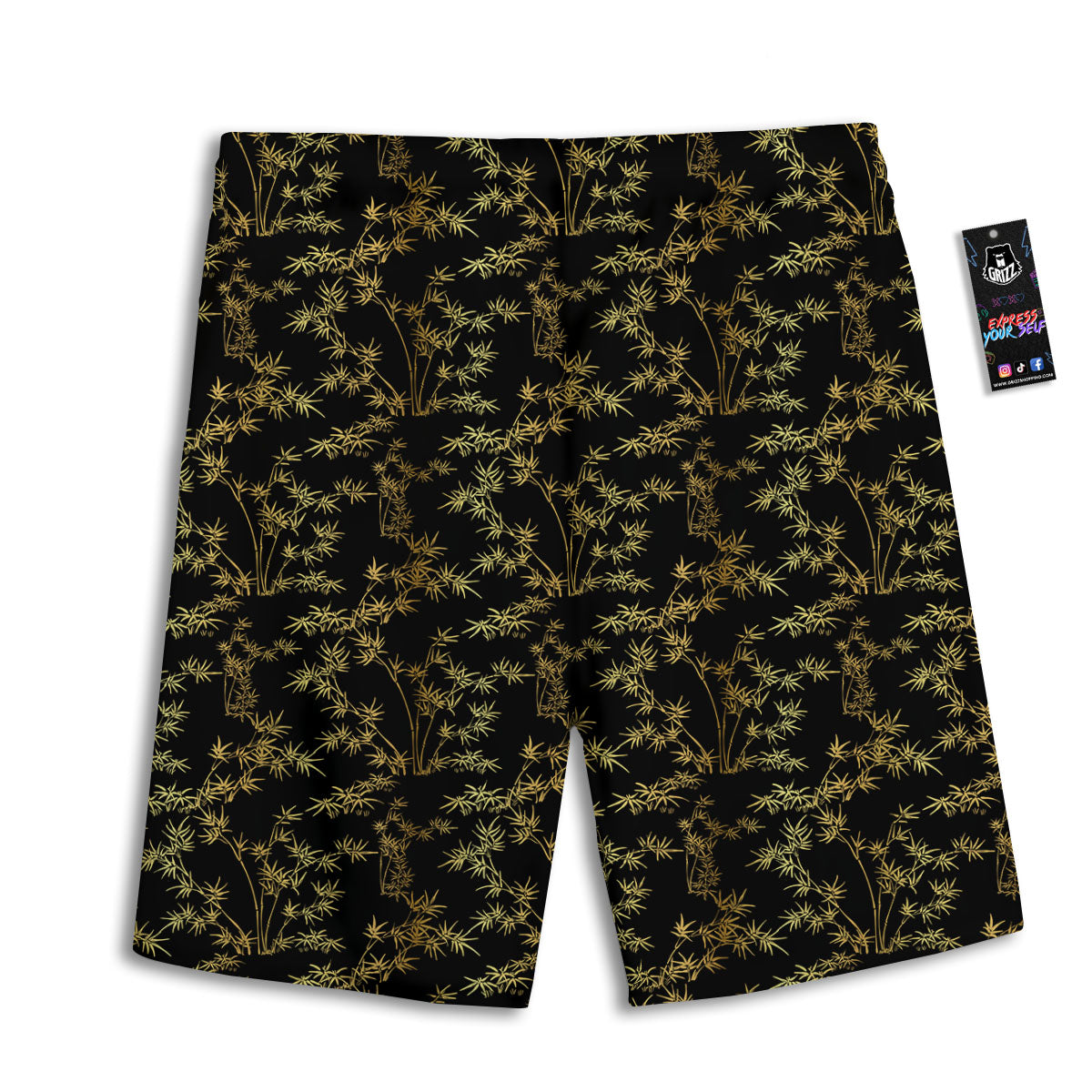 Lotus Leaf And Flower Print Pattern Men's Athletic Shorts