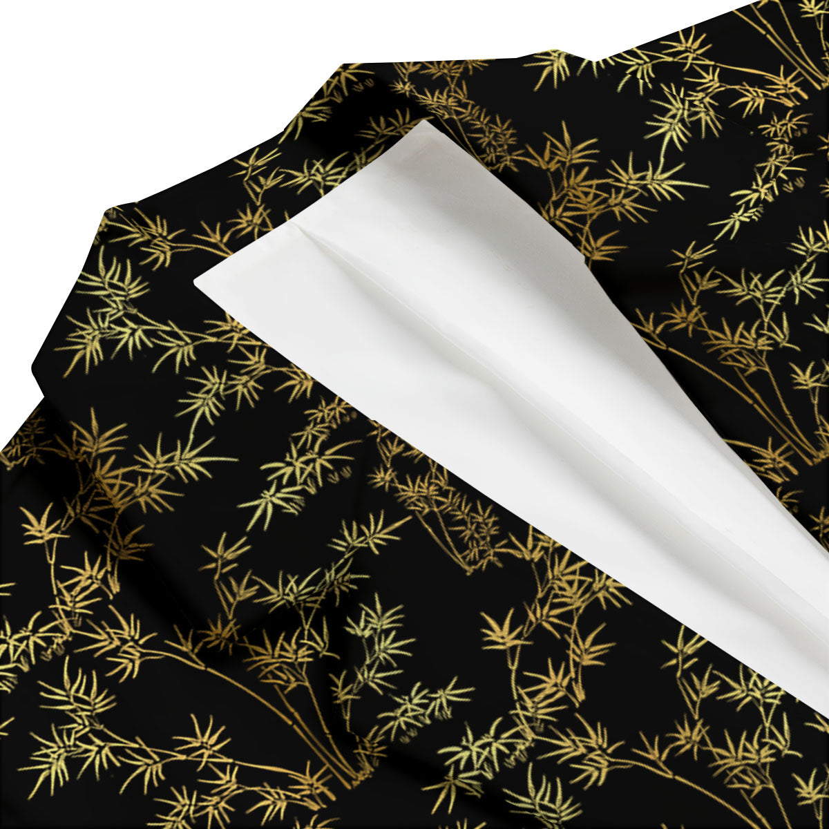 Japanese Bamboo Black And Gold Print Pattern Men's Blazer-grizzshop