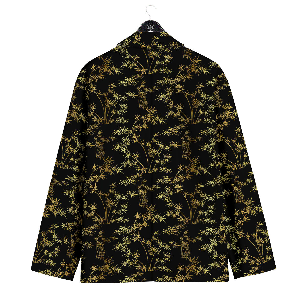 Japanese Bamboo Black And Gold Print Pattern Men's Sport Coat-grizzshop