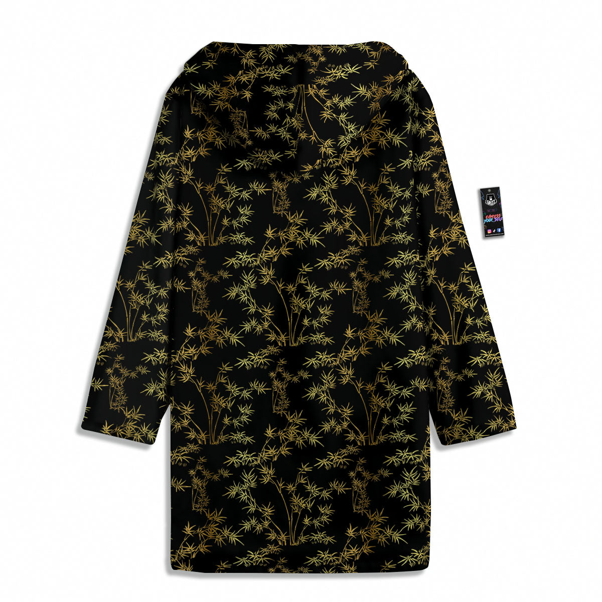 Japanese Bamboo Black And Gold Print Pattern Men's Windbreaker Jacket-grizzshop