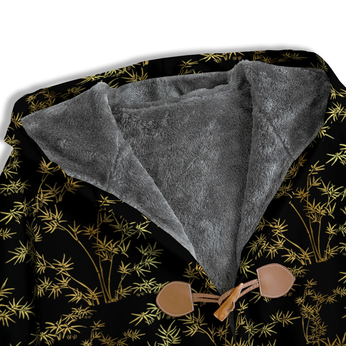 Japanese Bamboo Black And Gold Print Pattern Men's Windbreaker Jacket-grizzshop