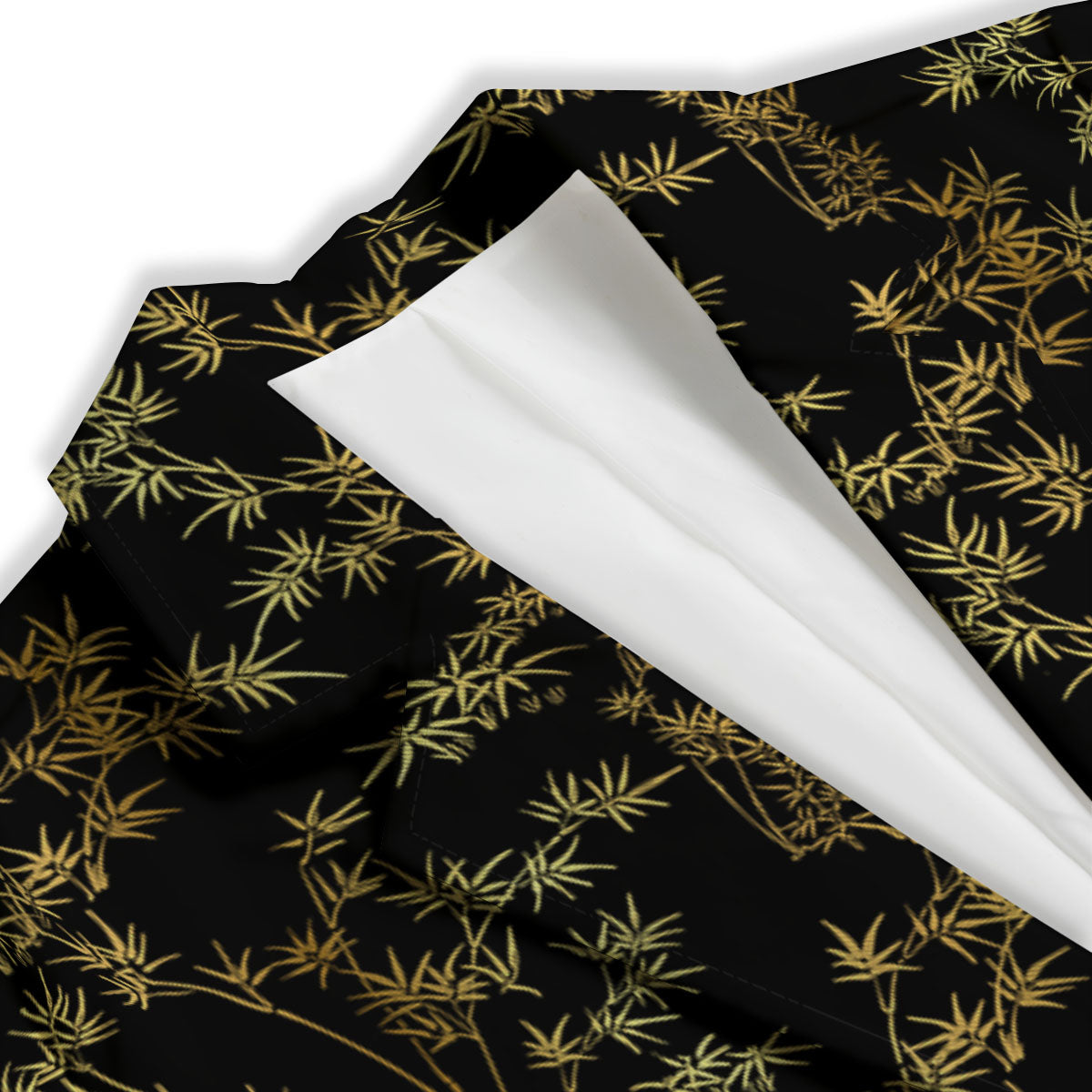 Japanese Bamboo Black And Gold Print Pattern Women's Blazer-grizzshop