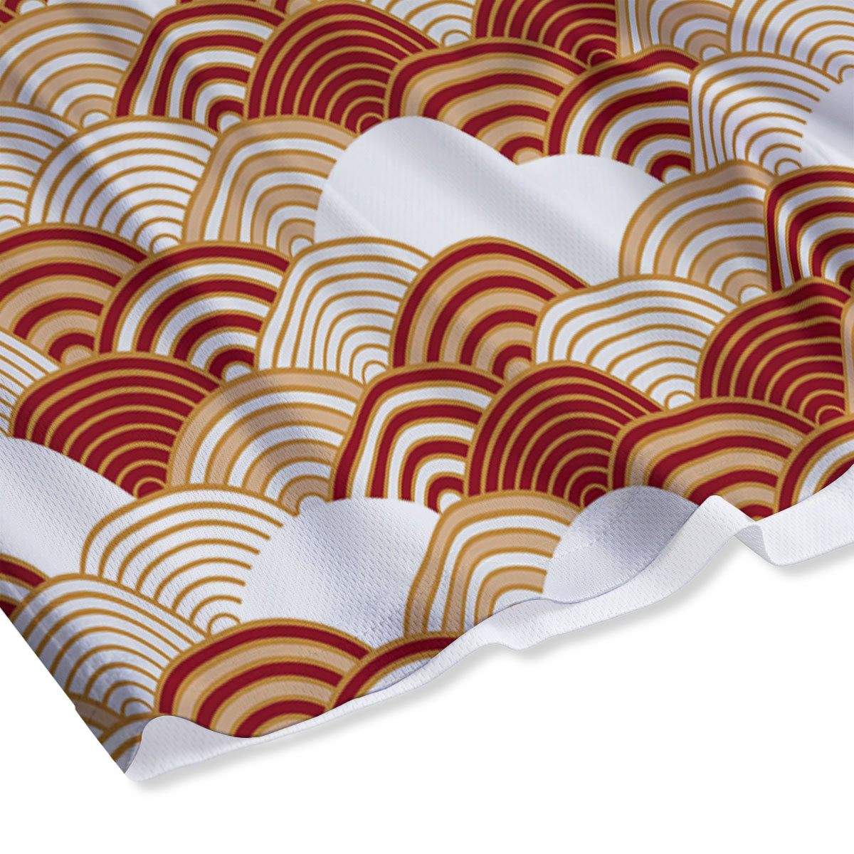 Japanese Beige And Red Print Pattern Mesh Shorts
