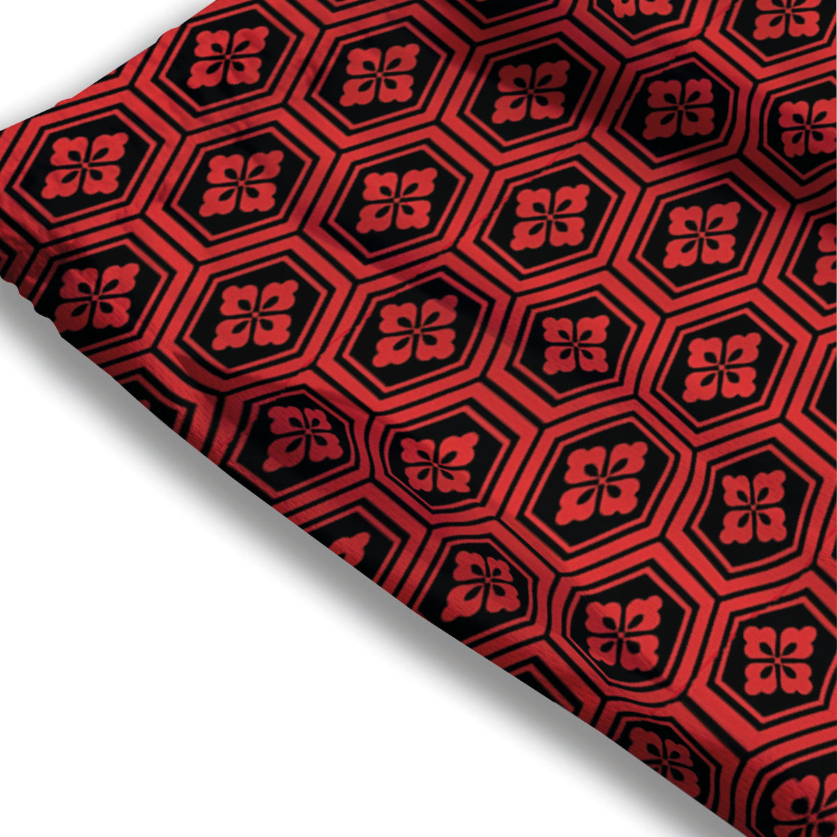 Japanese Black And Red Print Pattern Mesh Shorts