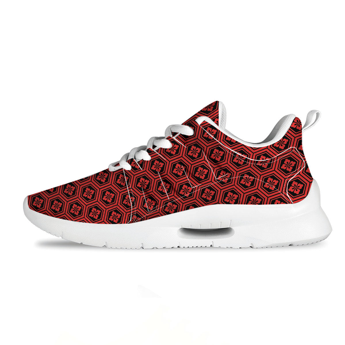 Japanese Black And Red Print Pattern Tennis Shoes-grizzshop