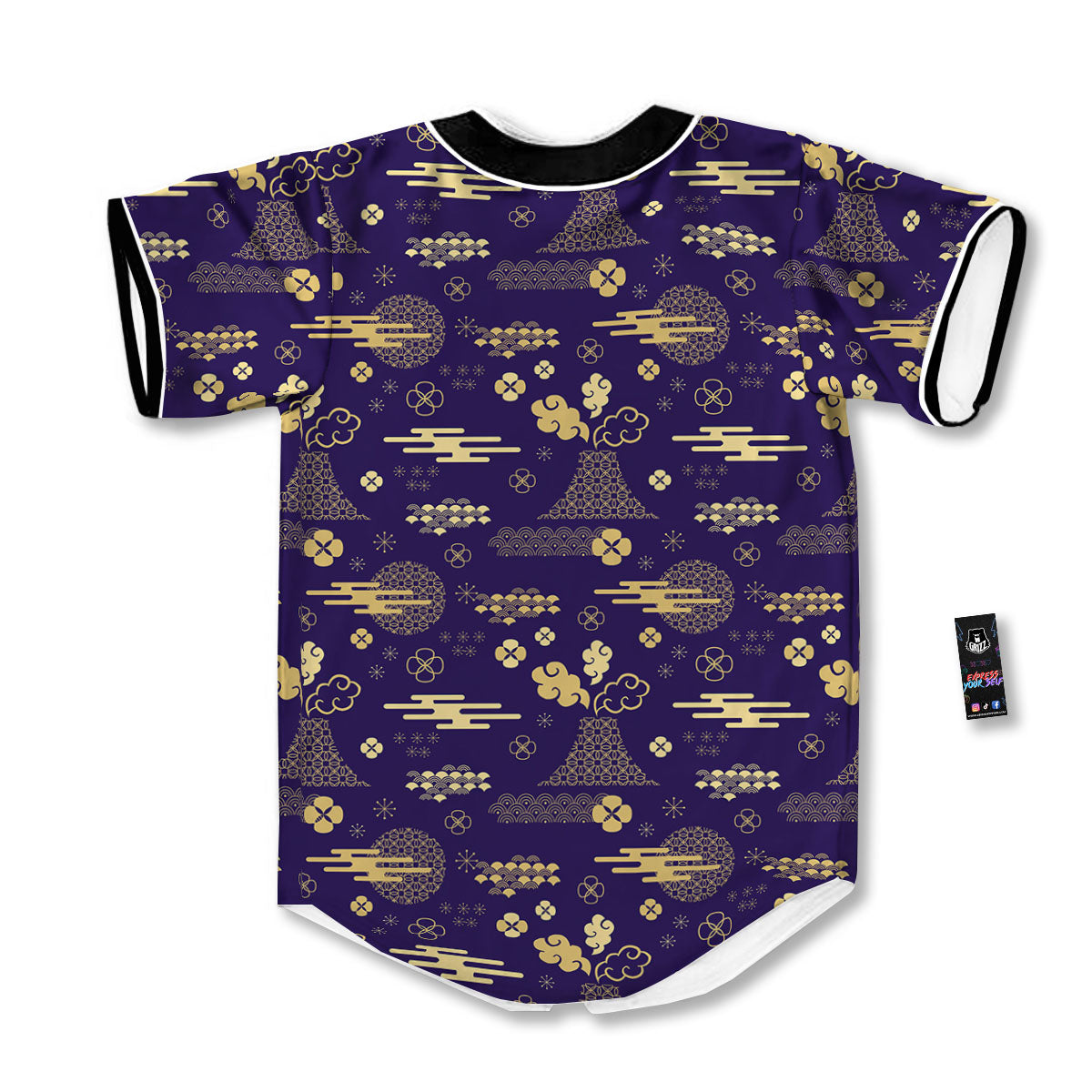 Japanese Classic Print Pattern Baseball Jersey-grizzshop