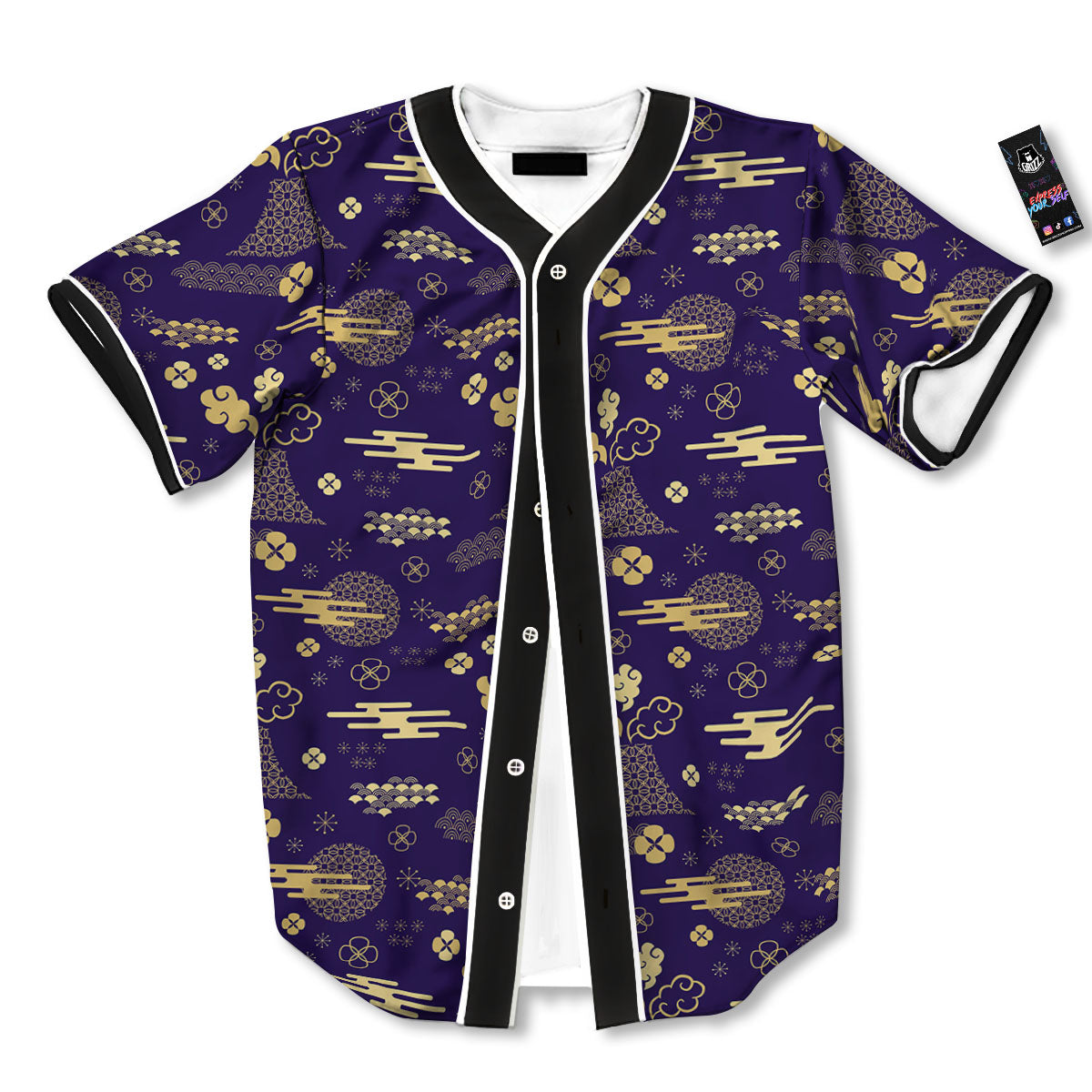 Japanese Classic Print Pattern Baseball Jersey-grizzshop