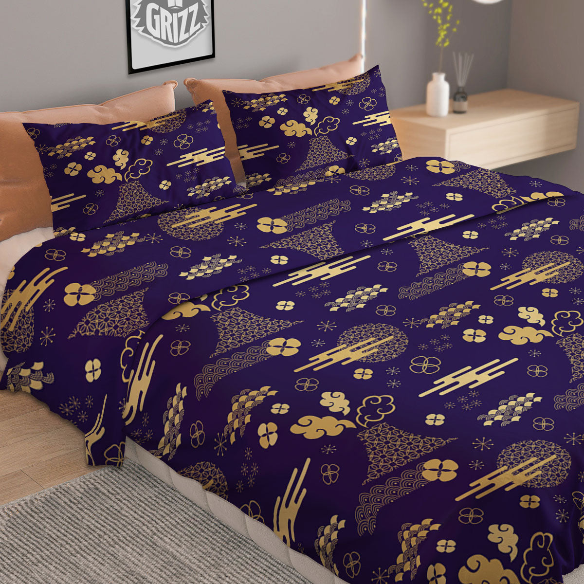 Heart Graffiti Print Pattern Duvet Cover Bedding Set