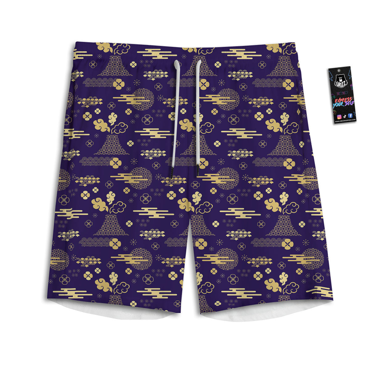 Japanese Classic Print Pattern Men's Athletic Shorts