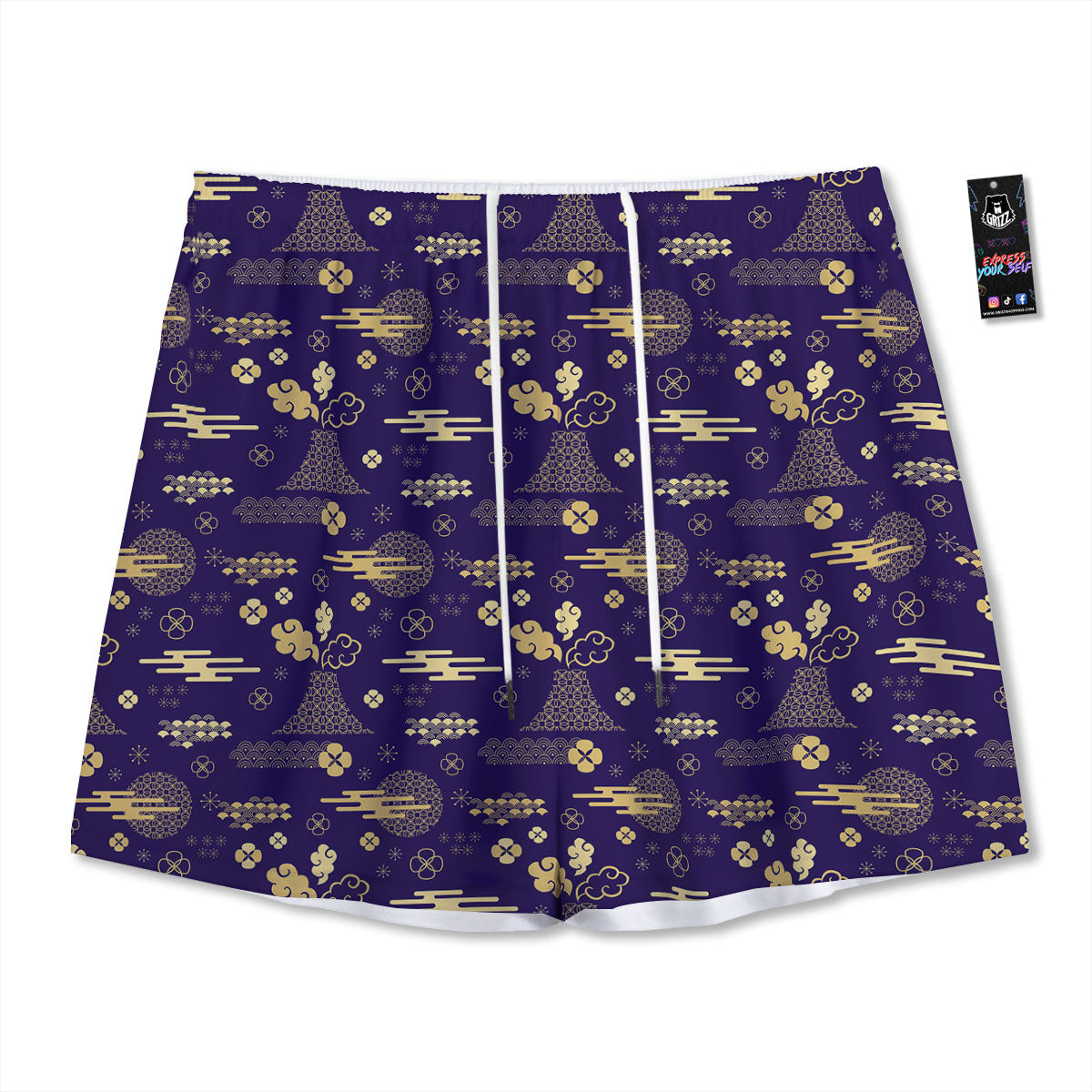 Heart Graffiti Print Pattern Mesh Shorts