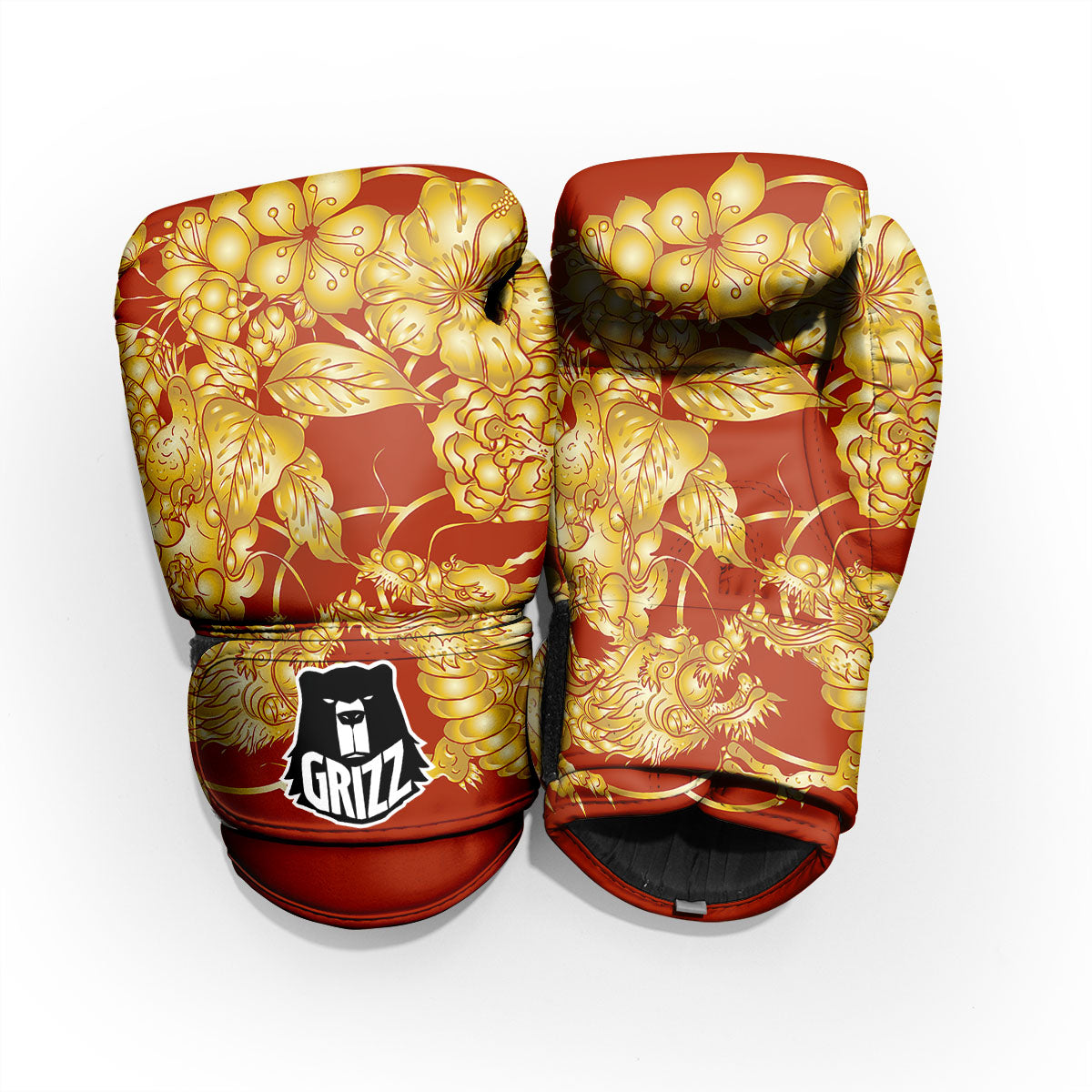 Japanese Dragon Orange Print Pro Boxing Glove