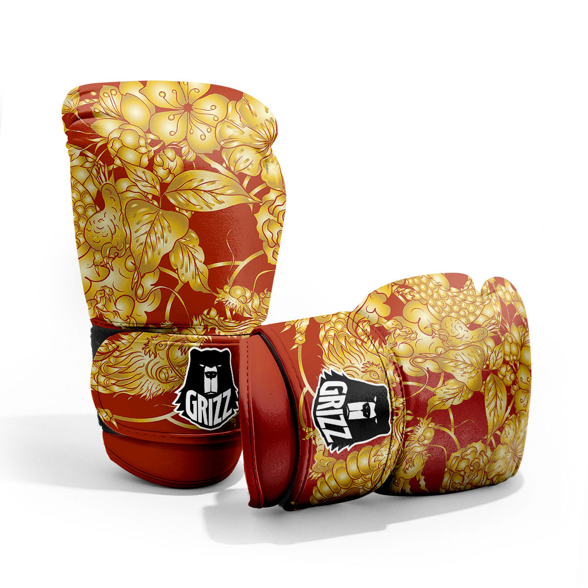 Japanese Dragon Orange Print Pro Boxing Glove