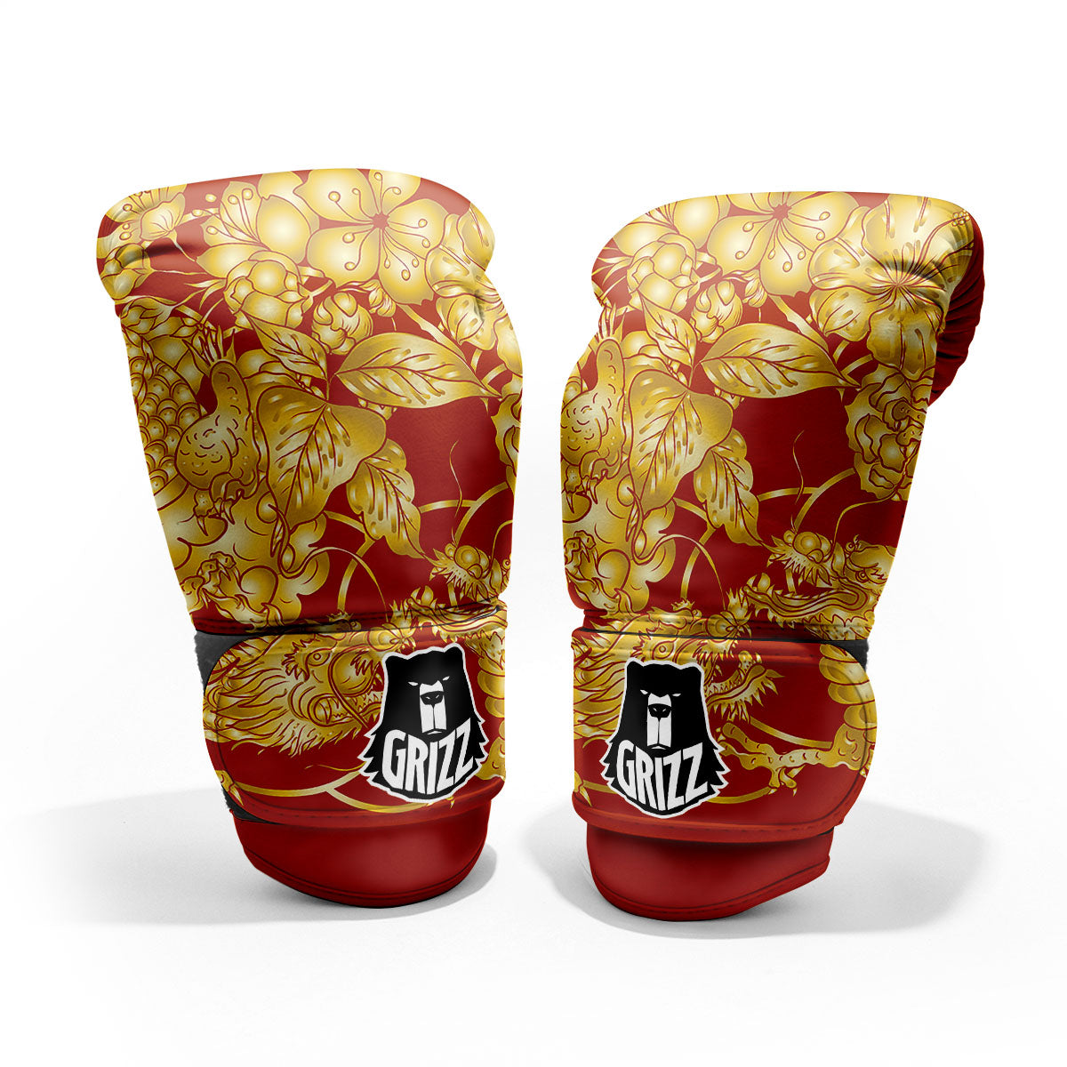 Japanese Dragon Orange Print Pro Boxing Glove