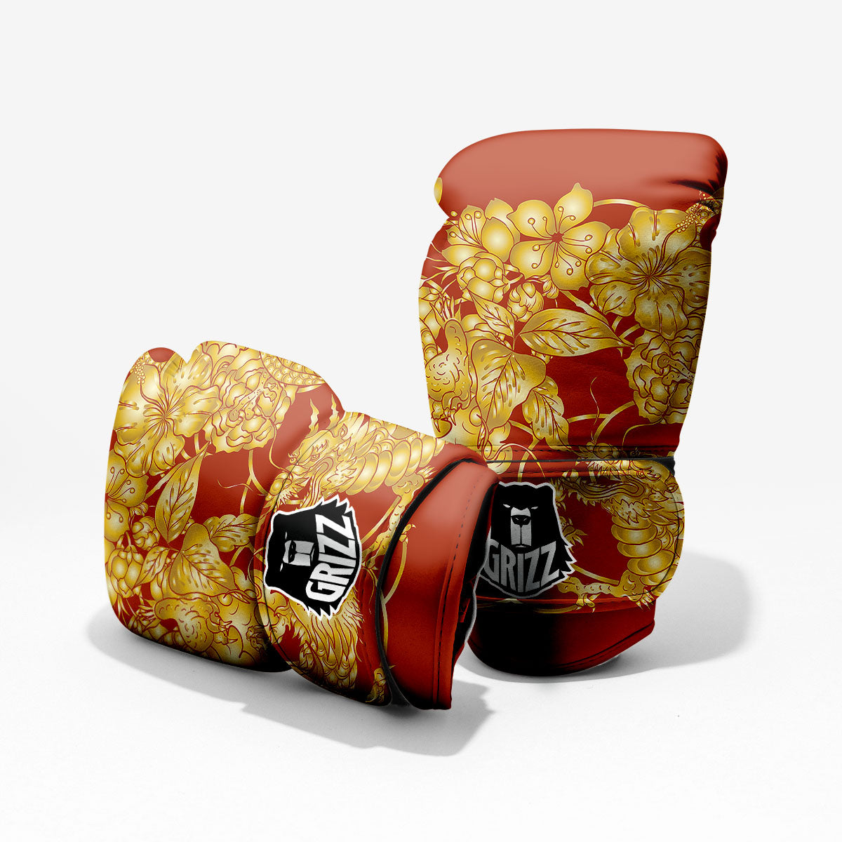 Japanese Dragon Orange Print Pro Boxing Glove